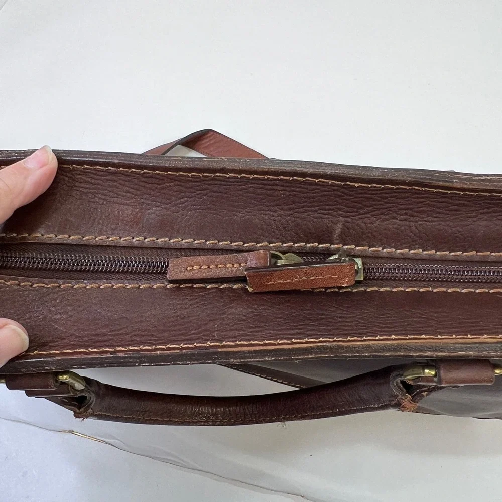Wilsons Leather Pelle Studio Briefcase Brown Leather Messenger Bag Satchel